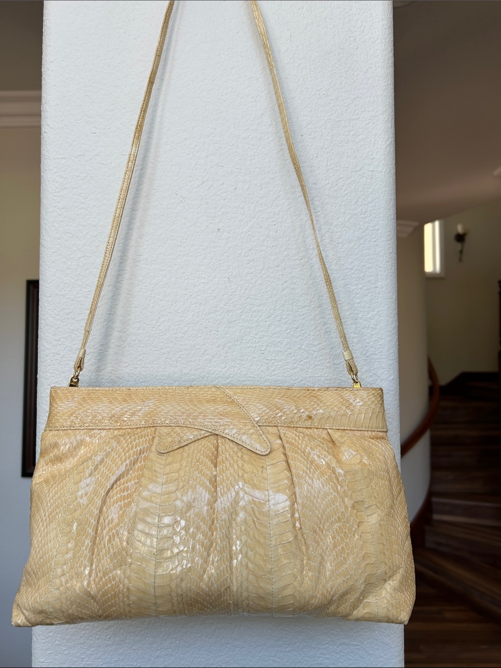 Mary Ann Rosenfeld - Textured Cream Python Shoulder Bag